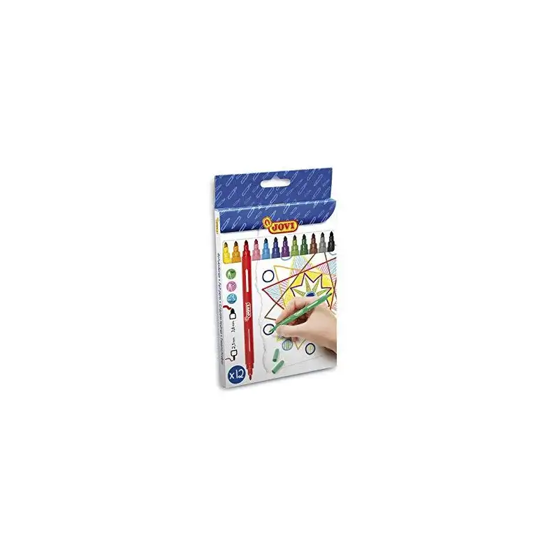 (1512) JOVI ROTULADORES DOBLE PUNTA 175MM ESTUCHE DE 12 C/SURTIDOS