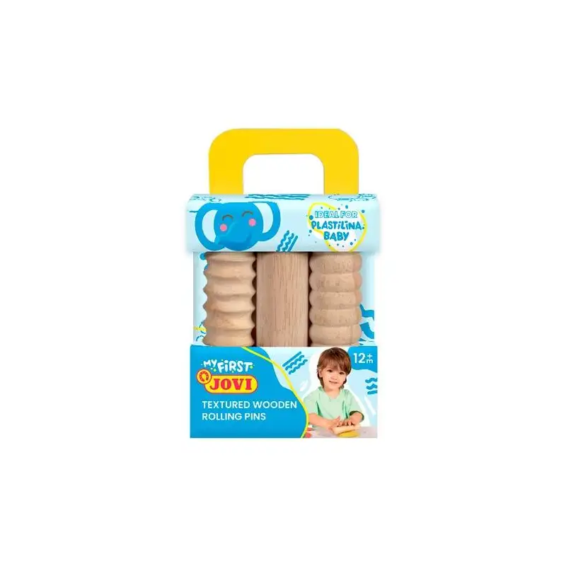 (379/3RP) JOVI MALETÍN DE MODELAJE MY FIRST PLASTILINA BABY CON 3 RODILLOS DE MADERA DIFERENTES TEXTURAS +12M