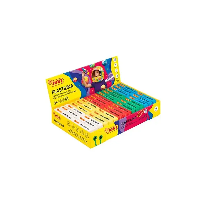 (70B) JOVI PLASTILINA PASTILLA 50GR 6UD X 5 COLORES SURTIDOS CAJA EXPOSITORA 30 UD