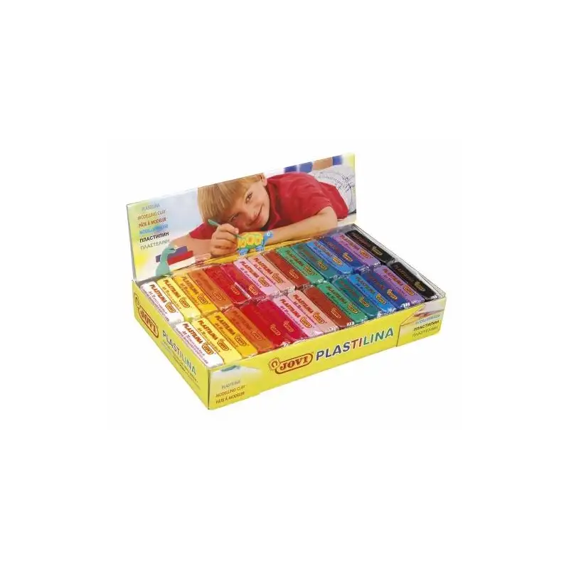 (70S) JOVI PLASTILINA PASTILLA 50GR COLORES SURTIDOS CAJA EXPOSITORA 30 UD