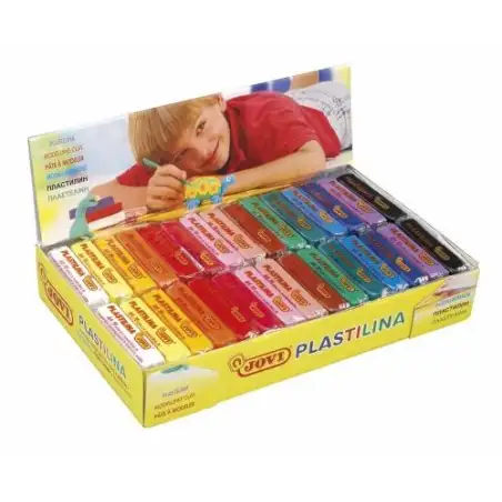 (70S) JOVI PLASTILINA PASTILLA 50GR COLORES SURTIDOS CAJA EXPOSITORA 30 UD