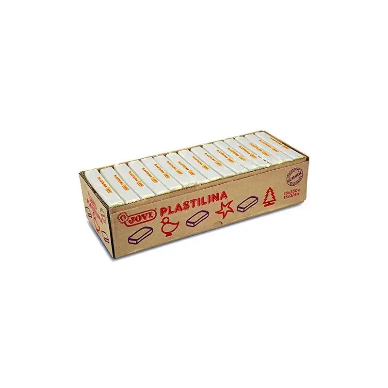 (7201) JOVI PLASTILINA PASTILLA 350GR UNICOLOR BLANCO CAJA 15 UD