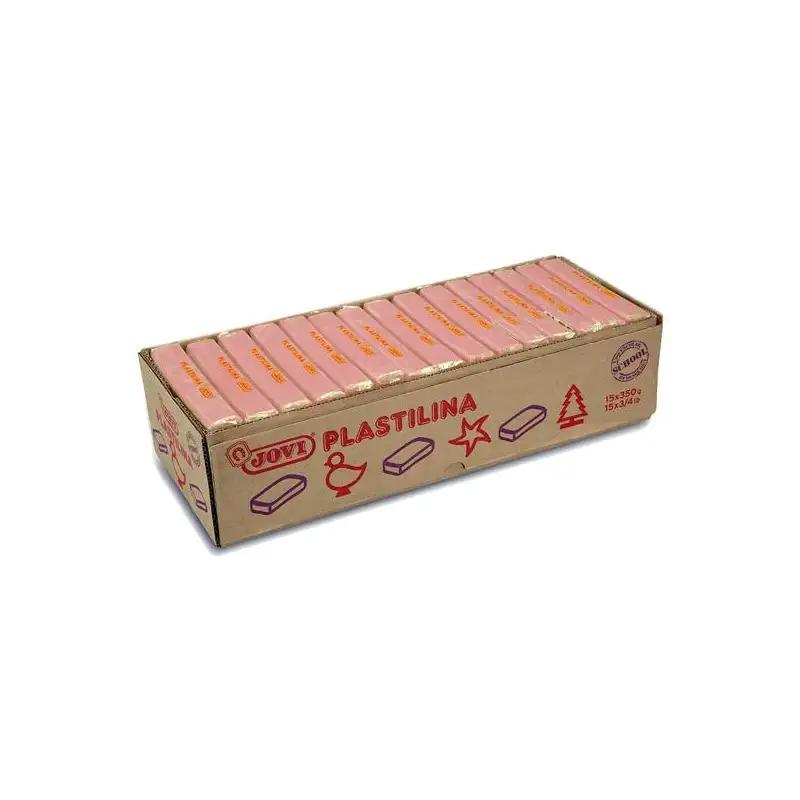 (7208) JOVI PLASTILINA PASTILLA 350GR UNICOLOR CARNE CAJA 15 UD
