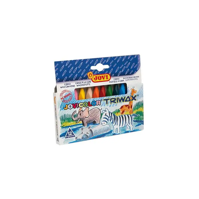 (973/12) JOVI CERAS JOVICOLOR TRIWAX 82MM COLORES SURTIDOS ESTUCHE 12 UD