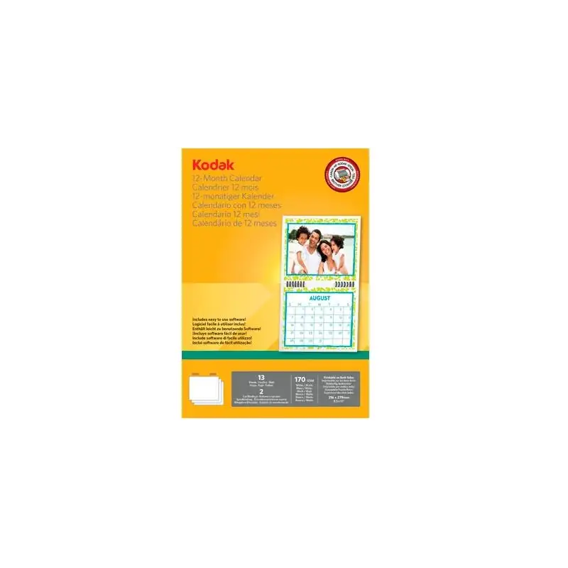 (5740-016) KODAK PAPEL FOTOGRÁFICO 216X279MM 170GR ESPECIAL CALENDARIOS PAQUETE 13H BLANCO