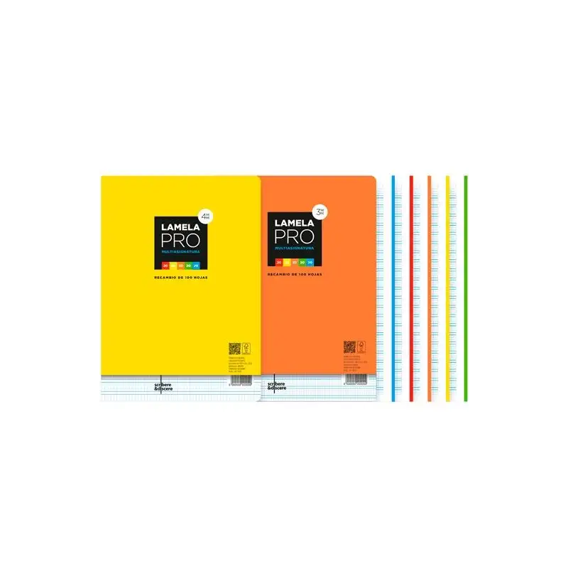 (09A403) LAMELA RECAMBIO PRO 100H A4 90GR CUADROVÍA 3MM 5 BANDAS COLOR 4 TALADROS OFFSET BLANCO