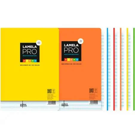 (09A403) LAMELA RECAMBIO PRO 100H A4 90GR CUADROVÍA 3MM 5 BANDAS COLOR 4 TALADROS OFFSET BLANCO