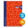 (7FTE003R) LAMELA CUADERNO ESPIRAL 80H FOLIO 90GR CUADROVÍA 3MM C/MARGEN CUBIERTA EXTRADURA ROJO -PAQUETE 5U-
