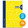 (7FTE03AM) LAMELA CUADERNO ESPIRAL 80H FOLIO 90GR CUADROVÍA 3MM C/MARGEN CUBIERTA EXTRADURA AMARILLO -PAQUETE 5U-