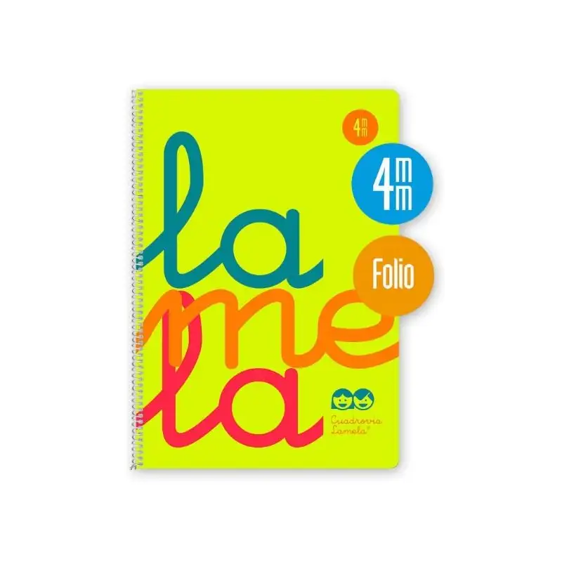 (7FTP004A) LAMELA CUADERNO ESPIRAL 80H FOLIO 90GR CUADRÍCULA 4MM C/ MARGEN CUBIERTA PP AMARILLO
