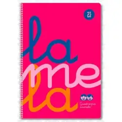 (7FTP005R) LAMELA CUADERNO ESPIRAL 80H FOLIO 90GR CUADROVÍA 5MM C/MARGEN CUBIERTA PP ROSA FLUORESCENTE