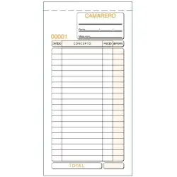 (T-100) LOAN TALONARIO CAMAREROS TERCIO DE FOLIO DUPLICADO AUTOCOPIA
