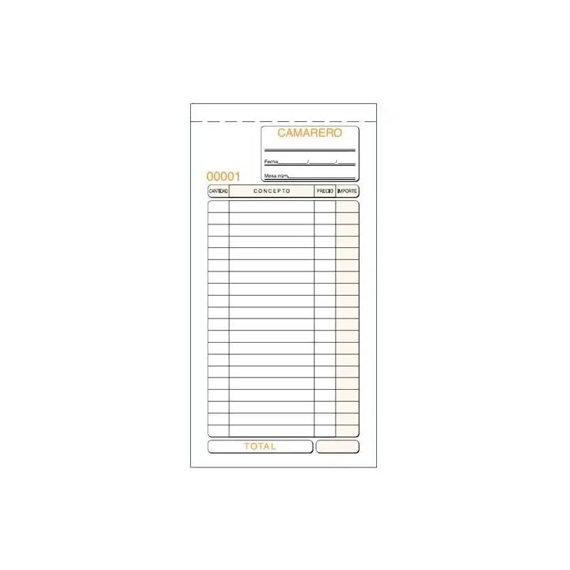 (T-100) LOAN TALONARIO CAMAREROS TERCIO DE FOLIO DUPLICADO AUTOCOPIA