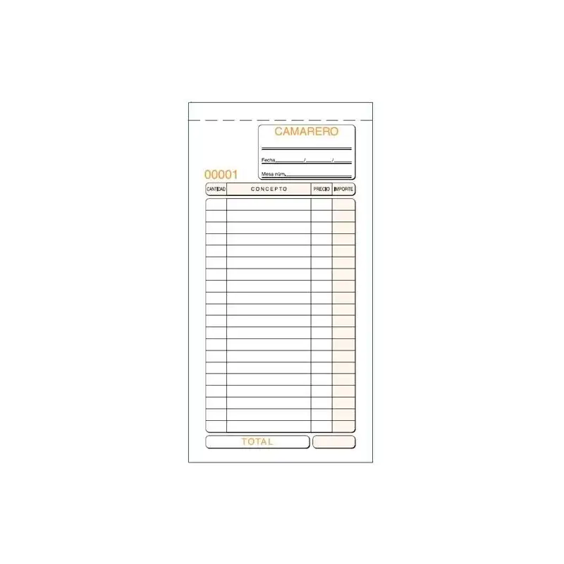 (T-101) LOAN TALONARIO CAMAREROS TERCIO DE FOLIO TRIPLICADO AUTOCOPIA