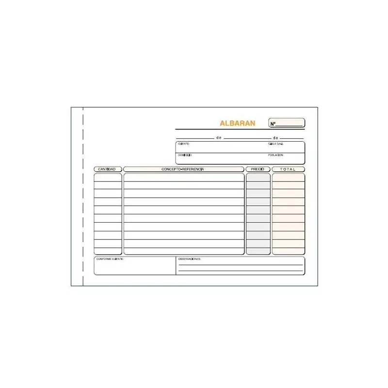 (T-119) LOAN TALONARIO ALBARANES CUARTO APAISADO DUPLICADO AUTOCOPIA