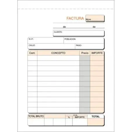 (T-46) LOAN TALONARIO FACTURAS 1/8 NATURAL 100H SIMPLE 150X105MM BLANCO