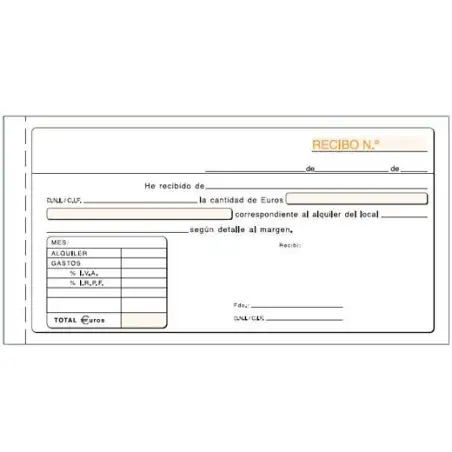 (T-52) LOAN TALONARIO RECIBO ALQUILER IVA TERCIO DE FOLIO DUPLICADO AUTOCOPIA
