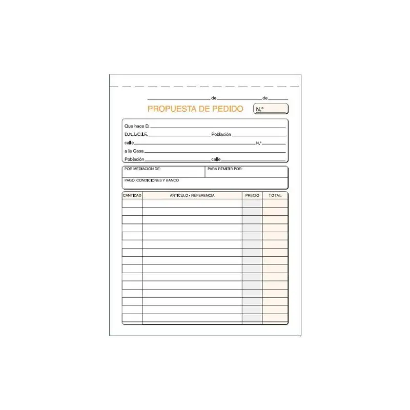 (T-71) LOAN TALONARIO PEDIDOS CUARTO NATURAL DUPLICADO AUTOCOPIA