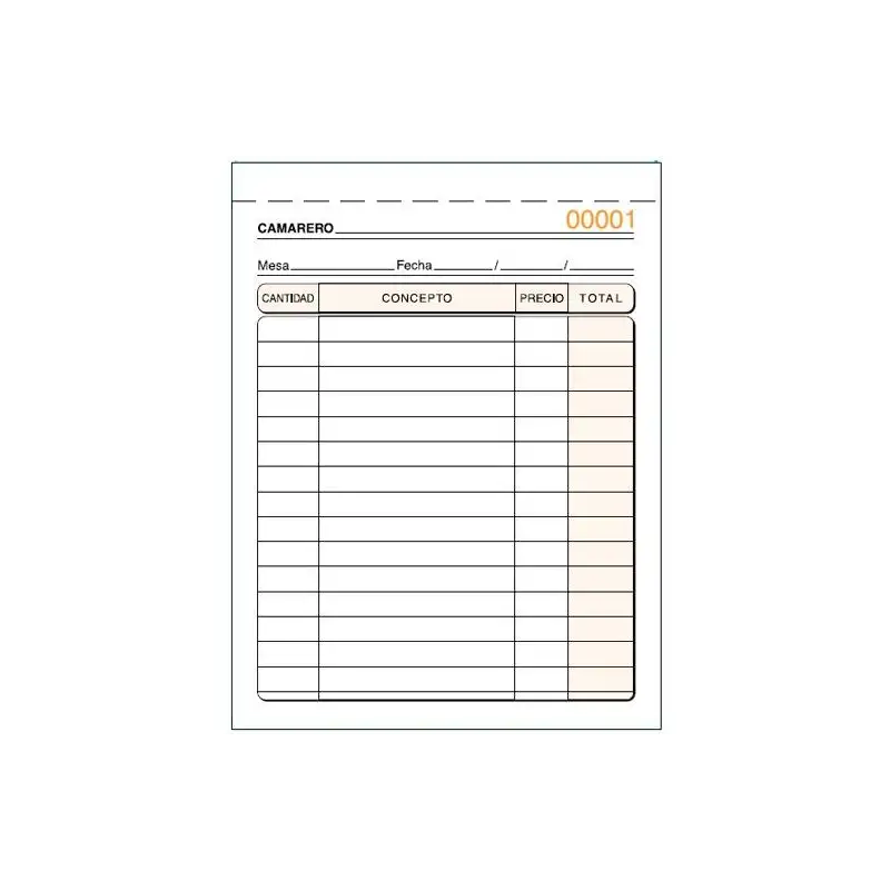 (T-89) LOAN TALONARIO CAMAREROS OCTAVO NATURAL TRIPLICADO AUTOCOPIA