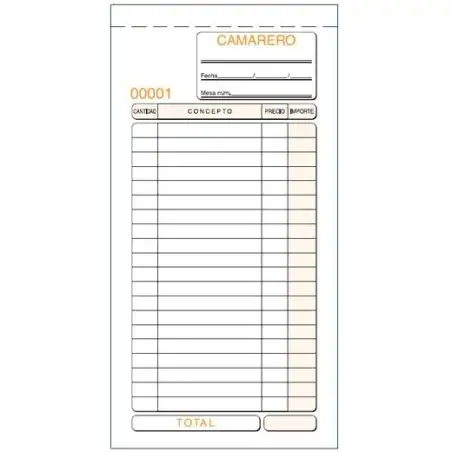 (T-94) LOAN TALONARIO CAMAREROS TERCIO DE FOLIO NATURAL SIMPLE
