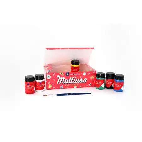 (119097) LA PAJARITA TÉMPERA ESCOLAR BOTE DE 35ML CON PINCE COLORES SURTIDOS KIT 6U