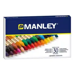 (MNC00077) MANLEY ESTUCHE DE 30 CERAS BLANDAS 60MM COLORES SURTIDOS