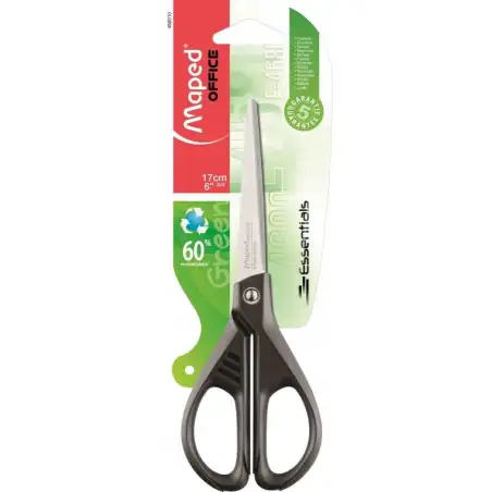 (468010) MAPED TIJERAS ESSENTIALS GREEN E4680 AMBIDIESTROS 17CM SIMÉTRICAS NEGRO