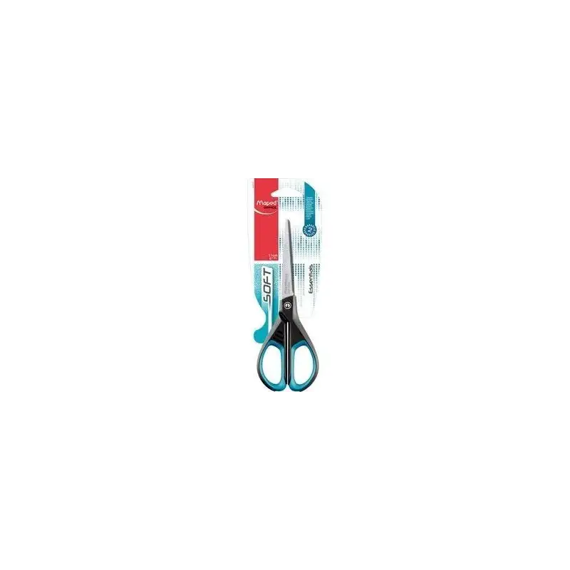 (468210) MAPED TIJERAS ESSENTIALS SOFT E4682 AMBIDIESTROS 17CM SIMÉTRICAS AZUL/NEGRO