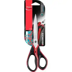(499210) MAPED TIJERAS MULTIUSOS ADVANCED SOFT GEL 21CM ASIMÉTRICAS MANGO NEGRO/ROJO -BLISTER-