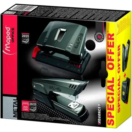 (898011) MAPED KIT DE GRAPADO AVANCED METAL GRAPADORA HALF + PERFORADORA 2 AGUJEROS 20/25 HOJAS