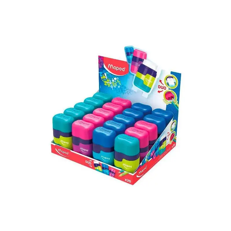 (049221) MAPED AFILABORRA CONNECT DUO SOFT 2 AGUJEROS COLORES SURTIDOS -EXPOSITOR 20U-