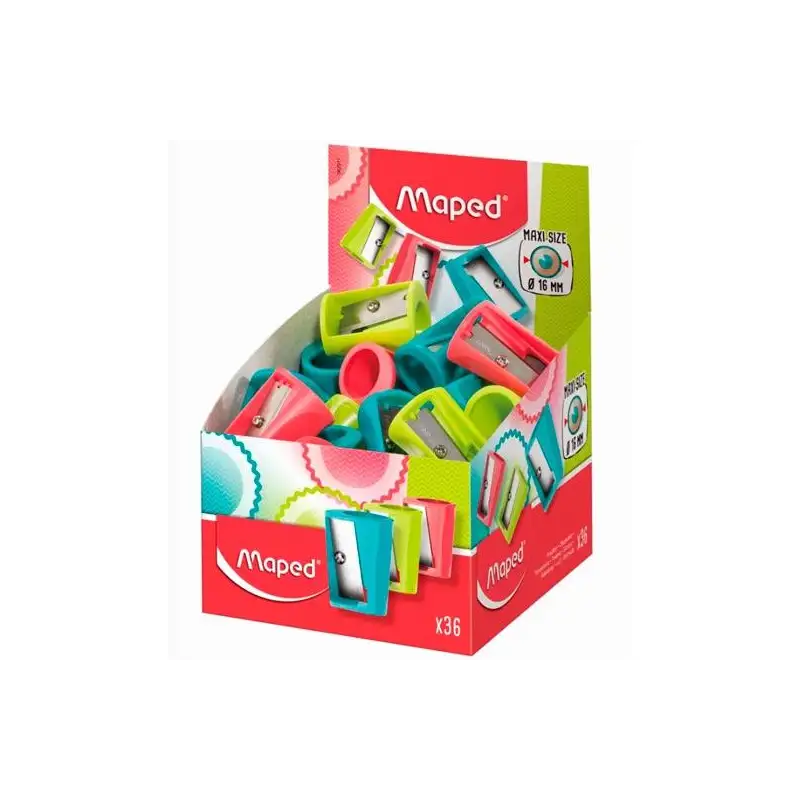 (062911) MAPED SACAPUNTAS VIVO MAXI 1 AGUJERO C/SURTIDOS EXPOSITOR 30 UD