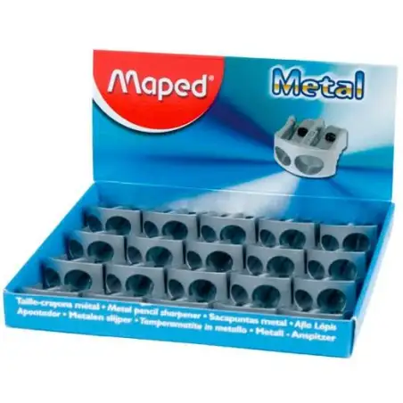 (506700) MAPED AFILALÁPICES METÁLICO CLASSIC 2 AGUJEROS PLATA CAJA EXPOSITORA 20U