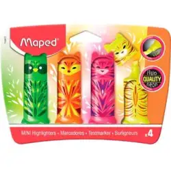 (743677) MAPED MARCADOR FLUORESCENTE MINI FRIENDS C/SURTIDOS ESTUCHE 4 UD