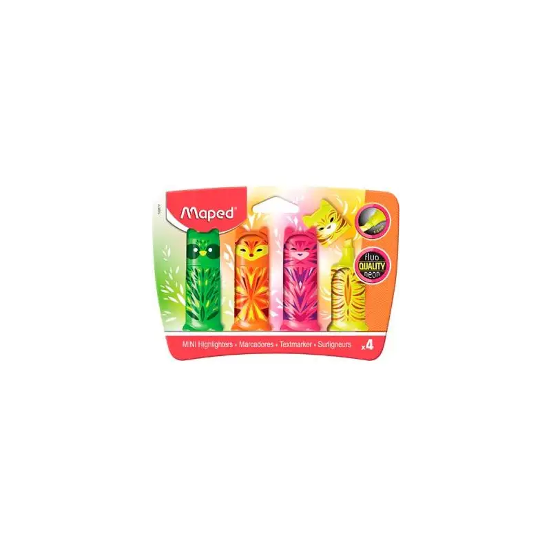 (743677) MAPED MARCADOR FLUORESCENTE MINI FRIENDS C/SURTIDOS ESTUCHE 4 UD