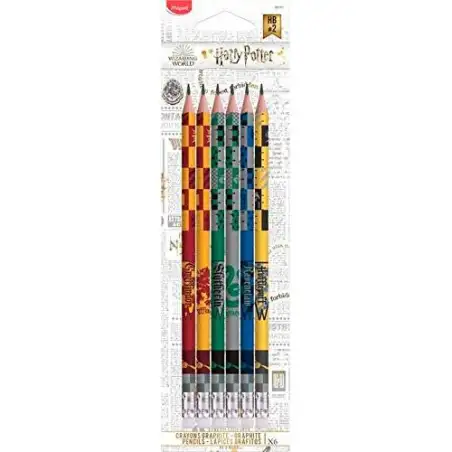 (851701) MAPED LÁPICES DE GRAFITO HARRY POTTER HB C/GOMA DECORADOS C/SURTIDOS ESTUCHE 6 UD