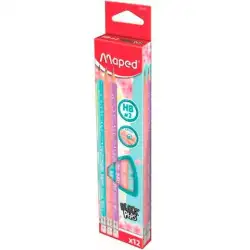 (851730) MAPED LÁPIZ DE GRAFITO HB CON GOMA C/SURTIDOS PASTEL ESTUCHE 12 UD