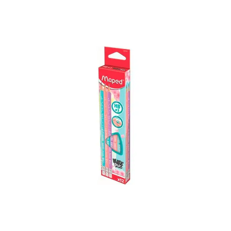 (851730) MAPED LÁPIZ DE GRAFITO HB CON GOMA C/SURTIDOS PASTEL ESTUCHE 12 UD