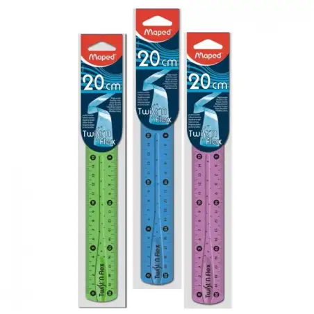 (279210) MAPED REGLA TWIST´N FLEX DECORADA DOBLE GRADUACIÓN 20 CM COLORES SURTIDOS