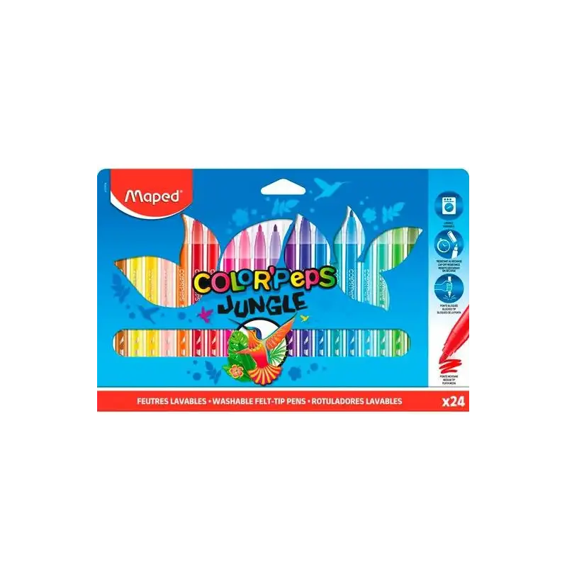 (845904) MAPED ROTULADORES COLOR´PEPS JUNGLE 2.0 ESTUCHE DE 24 C/SURTIDOS