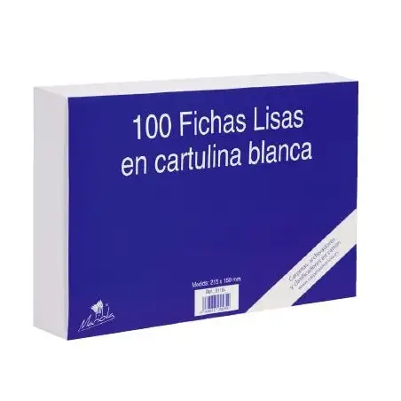 (3112L) MARIOLA FICHA LISA 125X75MM CARTULINA 180GR BLANCO PAQUETE DE 100