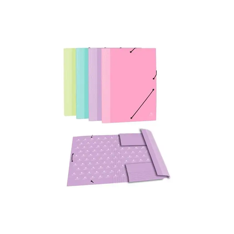 (4789R) MARIOLA CARPETA CON GOMAS 3 SOLAPAS FOLIO CARTÓN FORRADO PLASTIFICADO MATE SURTIDOS PASTEL
