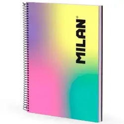 (57143E120SN) MILAN CUADERNO ESPIRAL A4 90H 120GR CUADRÍCULA 5X5 TAPA DURA COLECCIÓN SUNSET
