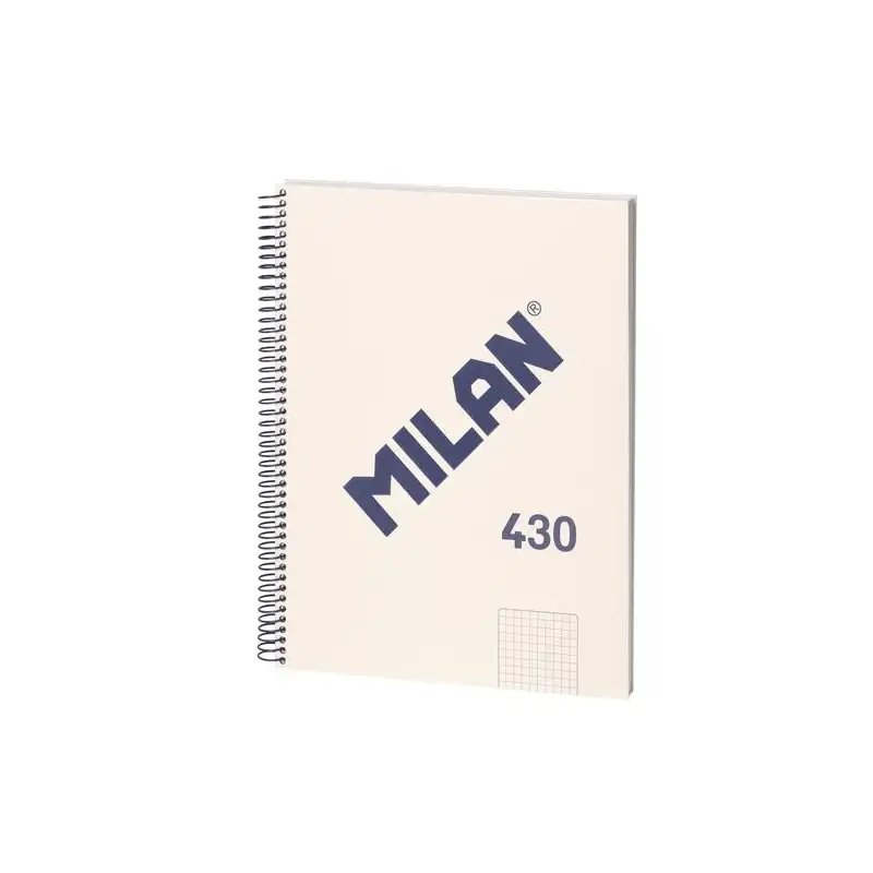(57143E80BG) MILAN CUADERNO CON ESPIRAL A4 80H 95GR CUADRICULADO 5X5MM TAQPA DURA SERIE 430 SINCE 1918 BEIGE