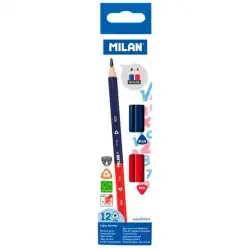 (0702312) MILAN LÁPICES BICOLOR AZUL/ROJO CAJA 12UD