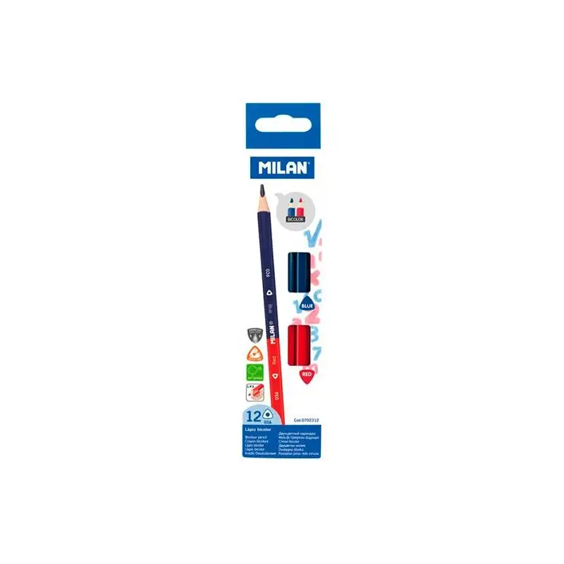 (0702312) MILAN LÁPICES BICOLOR AZUL/ROJO CAJA 12UD