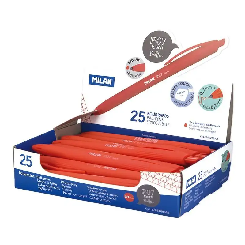 (176512925) MILAN BOLIGRAFO P1 TOUCH ROJO CAJA EXPOSITORA 25U