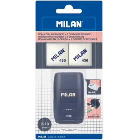(BYM10140SNCB) MILAN AFILABORRA COMPACT SERIE 1918 + 2 GOMAS DE RECAMBIO BLÍSTER AZUL