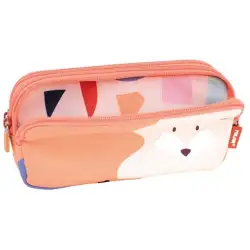 (081135FARN) MILAN PORTATODO 3 CREMALLERAS SERIE ESPECIAL FUN ANIMALS NARANJA