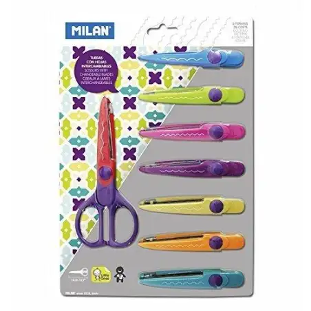 (14930908) MILAN TIJERAS AMBIDIESTROS CORTE EN ZIG ZAG SIMÉTRICAS 8 HOJAS INTERCAMBIABLES BLISTER C/SURTIDOS